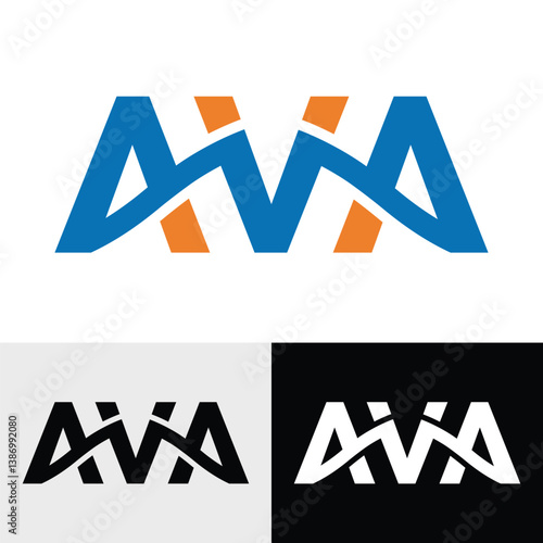 Abstract modern initial AVA letter vector logo design template