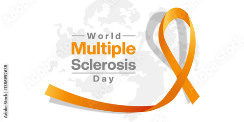 World Multiple Sclerosis Day. Ribbon and map. Great for posters, banners, social media and more. White background.