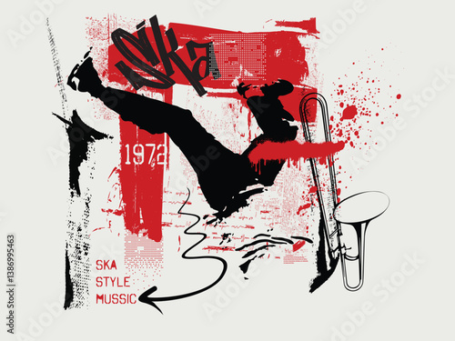 Tableau sur toile ska dance, Abstract art grunge illustration