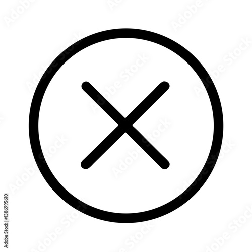 Circle with X Representing Cancel or Close Icon Design