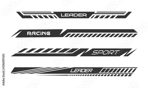 Races. Car sticker template. The design of a team of racers or fans. The idea of printing on clothes and souvenirs and creative ideas