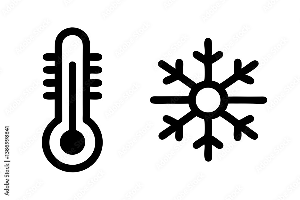Thermometer and Snowflake Icons for Cold Weather Symbols, cold weather, thermometer icon, snowflake symbol, winter graphic, temperature sign, frost image, chilly design, snow emblem, freeze indicator Thermometer and Snowflake Icons for Cold Weather Symbols, cold weather, thermometer icon, snowflake symbol, winter graphic, temperature sign, frost image, chilly design, snow emblem, freeze indicator