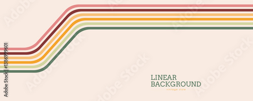 Linear design in vintage style. Abstract background with parallel colored lines