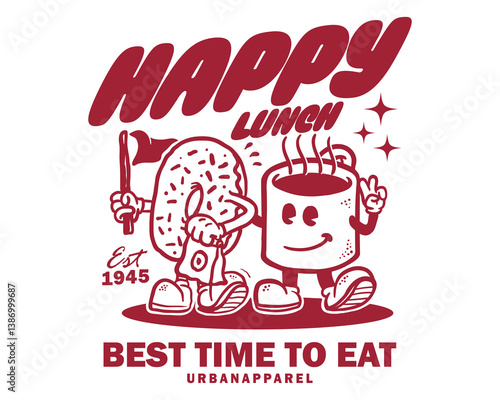 Groovy funky vector mascot illustration cartoon style, retro and trendy graphic design for fashion wear, street wear, clothing line, apparel and urban style t shirt design, hoodies, etc