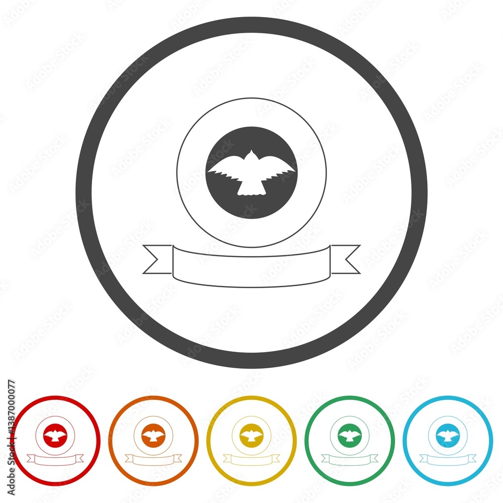 Obraz premium Bird template logo. Set icons in color circle buttons