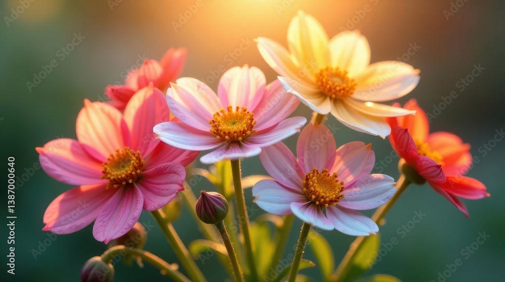 Golden Hour Blooms Delicate Petals Basking in the Warmth of the Setting Sun Golden Hour Blooms Delicate Petals Basking in the Warmth of the Setting Sun