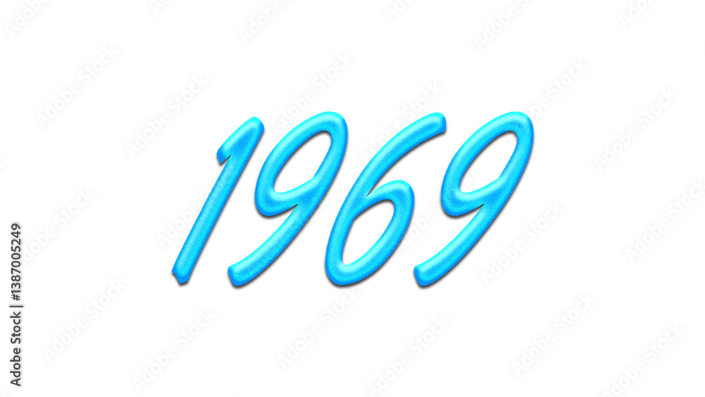 Glowing blue effect of number 1969 on white background. Glowing blue effect of number 1969 on white background.