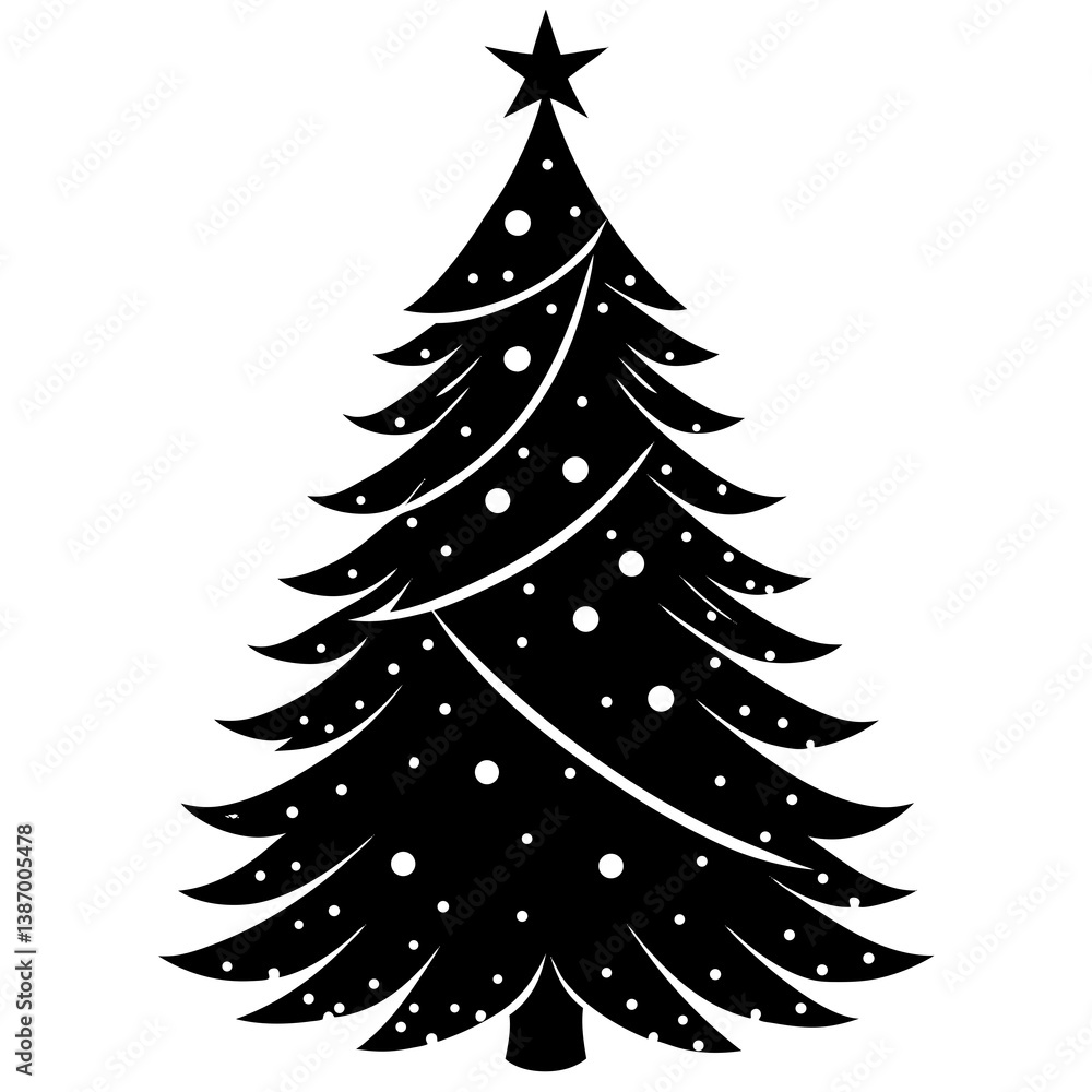 Obraz premium Christmas Tree Glow Vector Illustration – Cartoon, Clipart & Line Art Design