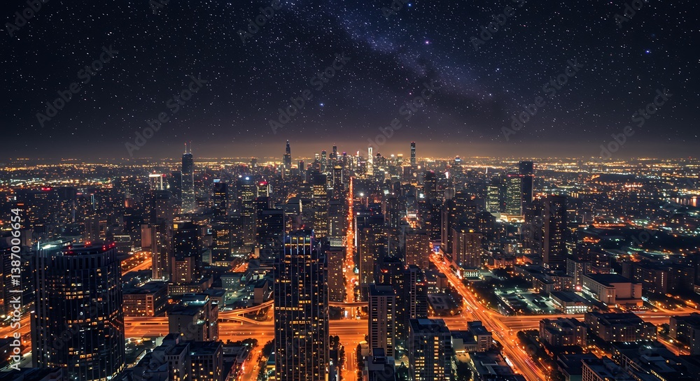 Fototapeta premium Celestial Cityscape AI Generated