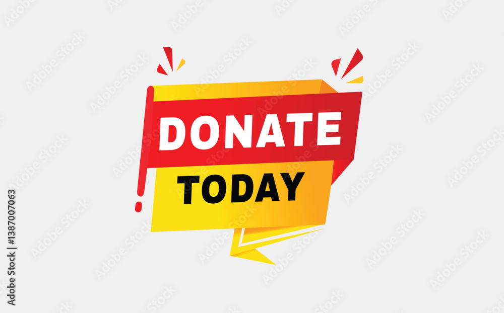 Donate today label in red Advertising, Promo, banner template or web element design. Donate today label in red Advertising, Promo, banner template or web element design.
