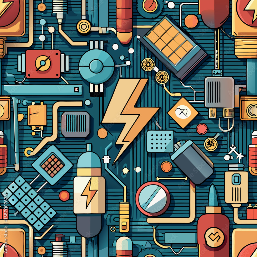Colorful abstract background with electrical components and circuit patterns in a contemporary design Generative AI Colorful abstract background with electrical components and circuit patterns in a contemporary design Generative AI