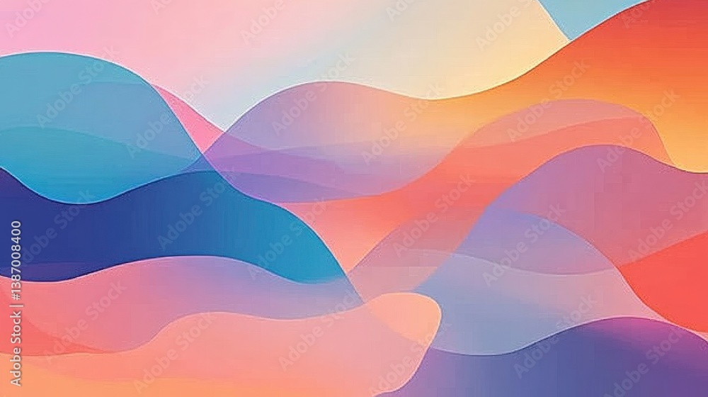 Fototapeta premium Abstract colorful wave pattern blending pastel hues and gradients