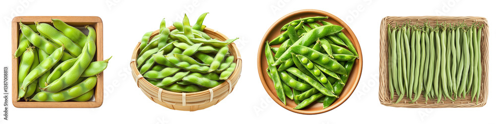 Fresh Green Beans, Edamame, and Sugar Snap Peas. Fresh Green Beans, Edamame, and Sugar Snap Peas.