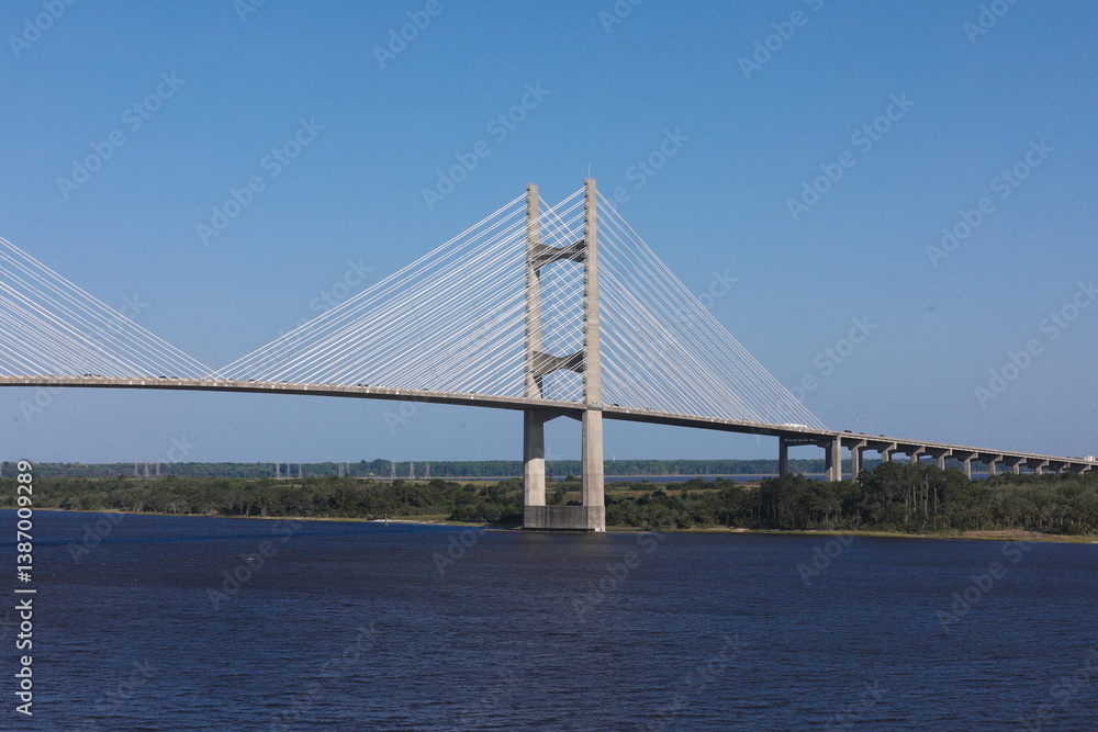 Dames Point Bridge against the clear blue skies in Jacksonville Florida Dames Point Bridge against the clear blue skies in Jacksonville Florida