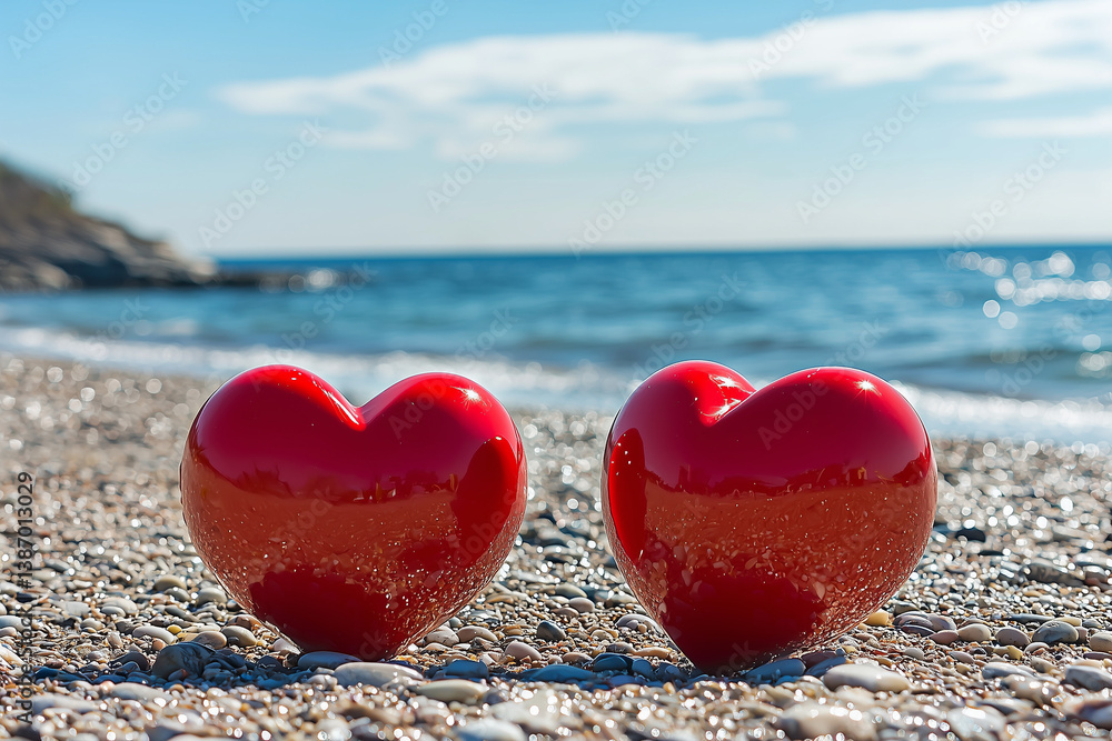 Fototapeta premium heart on the sand