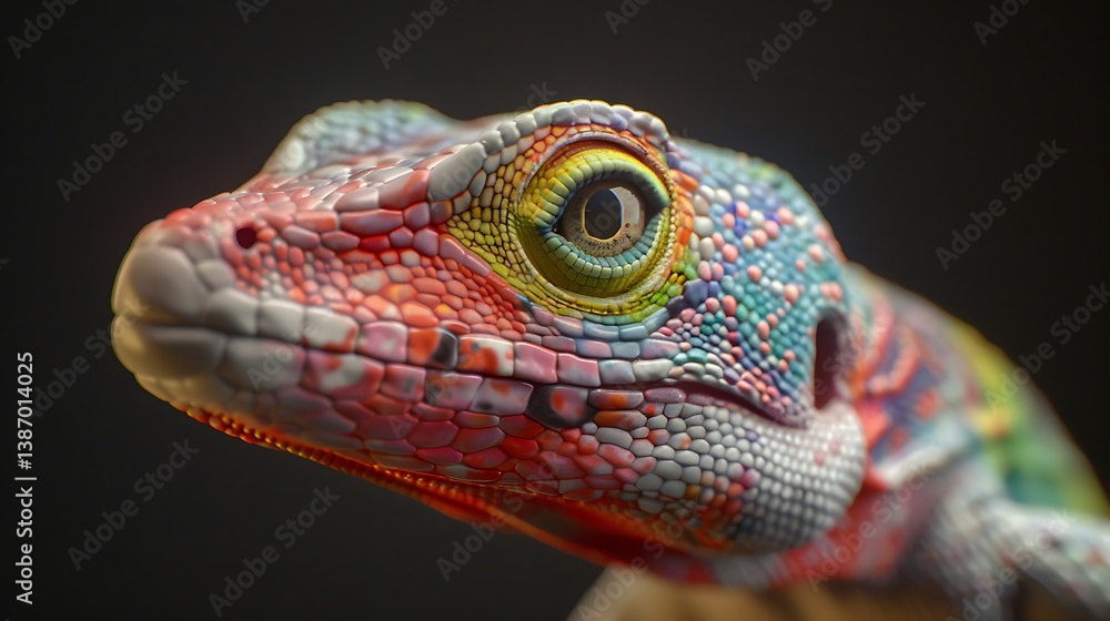 Obraz premium 3D model of a multi-colored anole