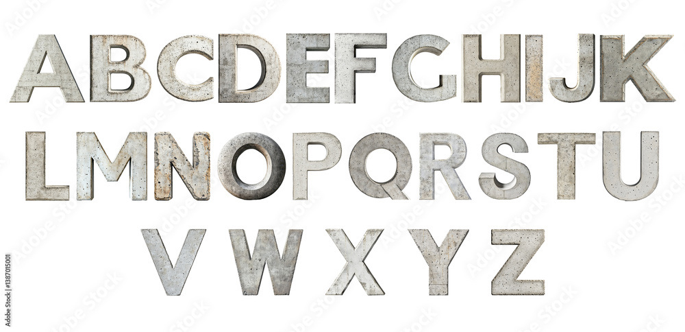 Concrete alphabet letters building multilingual words, standing on transparent surface, supporting graphic design creativity Concrete alphabet letters building multilingual words, standing on transparent surface, supporting graphic design creativity