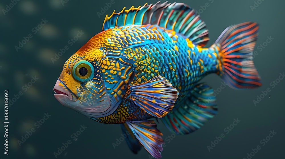 3D model of a multi-colored damselfish 3D model of a multi-colored damselfish