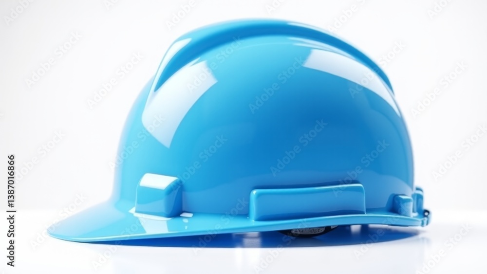 Fototapeta premium Blue Hard Hat Isolated On White