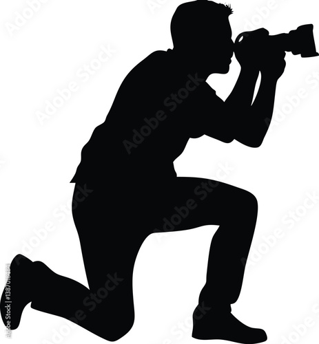 Photographer taking a picture vector silhouette (2).eps