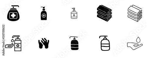 Hand Washing Line Icons. Editable Stroke. Pixel Perfect. For Mobile and Web. Contains such icons as Bacterium, Bathroom, Bubble, COVID-19, Cleaning Sponge, Dirty, Dryer, Faucet, Hand Dryer, Human Hand