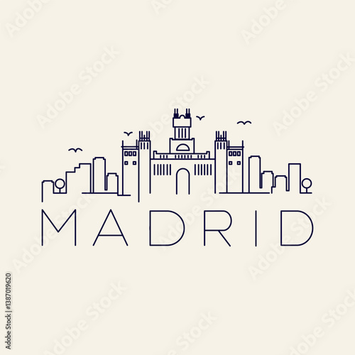 line art madrid city vector