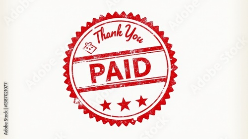 Red Paid Stamp on White Background