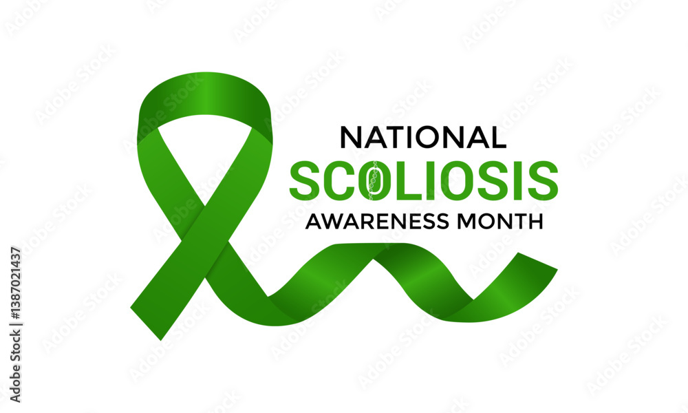Scoliosis Awareness Month health awareness Realistic ribbon Banner and background design template. Observed yearly in June. EPS 10 Vector design. Scoliosis Awareness Month health awareness Realistic ribbon Banner and background design template. Observed yearly in June. EPS 10 Vector design.