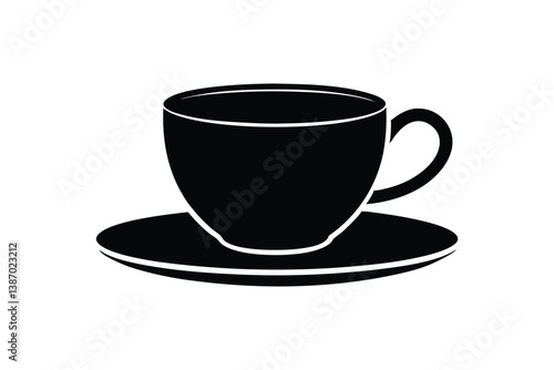 A coffee cup with saucer icon silhouette art design.eps