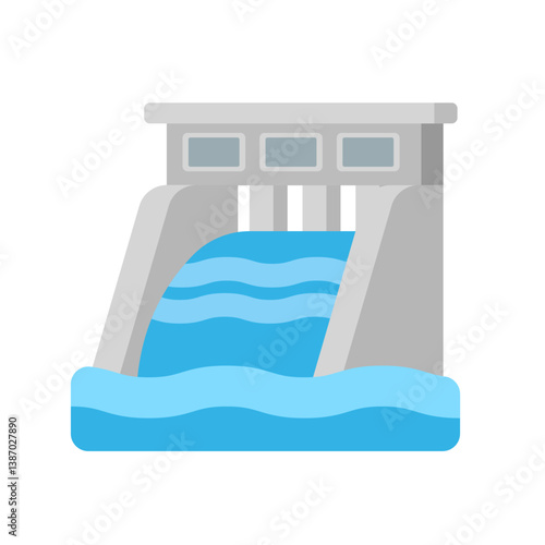 ESG Hydroelectric Clean Dam Power Plant Icon, Water Nature Sustainable Green Energy Supply, Save world Ecosystem efficiency Sign Concepts. Electricity Vector Isolate Clip Art Illustration.
