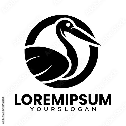 Abstract bird logo design with vector illustration of a swan or duck in a circular shape
