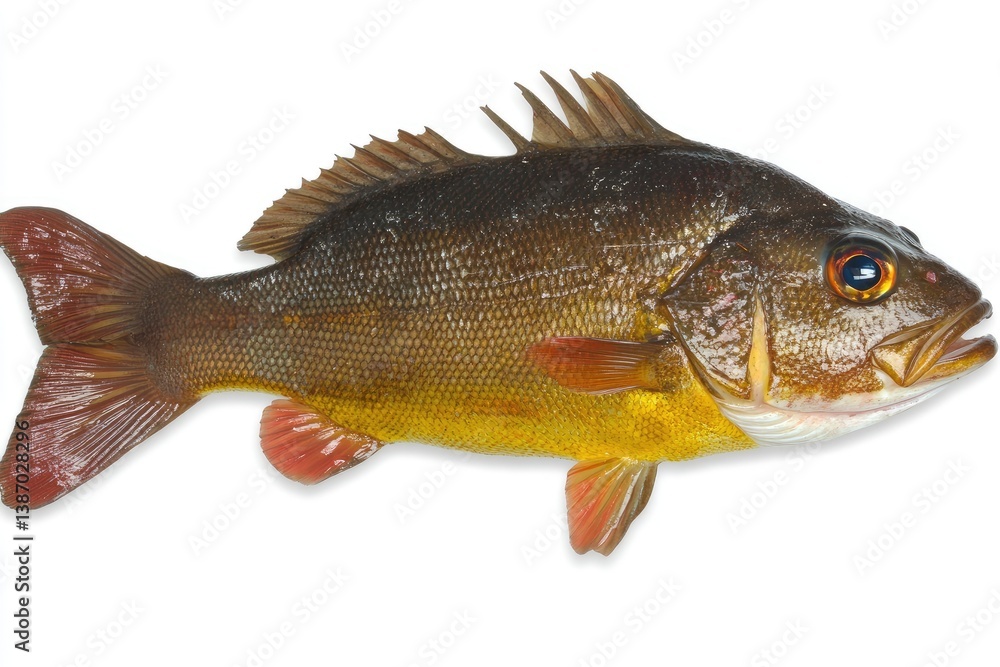 Fototapeta premium Side view of a fish, brown and gold scales