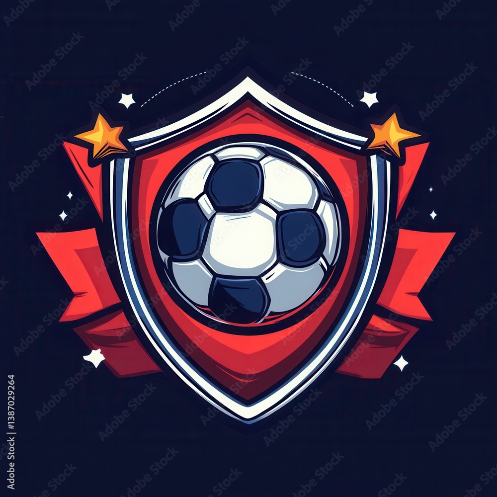 Naklejka premium Dynamic Soccer Emblem. Bold Design Featuring Football and Shield Elements for Competitive Spirit