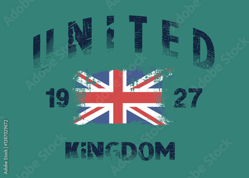 grunge British flag, United Kingdom graffiti slogan print , t shirt graphics print vector illustration design, Urban typography hipster street art for graphic t- shirt.eps