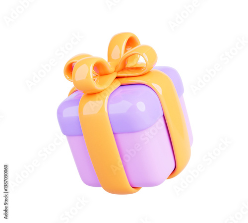 Obraz na plátně 3d render colorful gift box with gold ribbon bow
