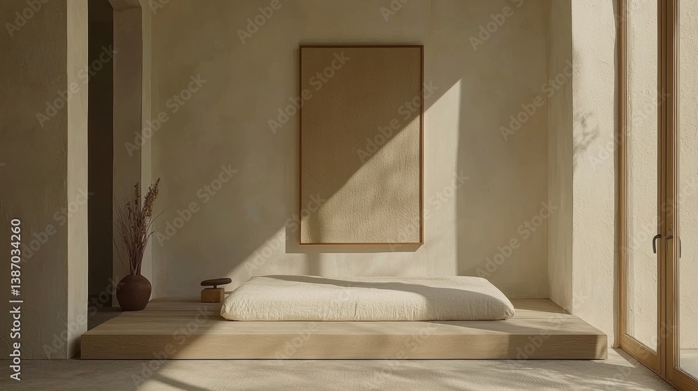 Serene Minimalist Bedroom Design with Natural Light and Wooden Platform Bed Serene Minimalist Bedroom Design with Natural Light and Wooden Platform Bed