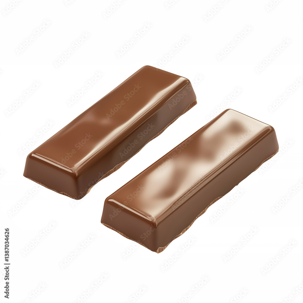 Realistic illustration of two smooth chocolate bars with glossy surface isolated on transparent background. Realistic illustration of two smooth chocolate bars with glossy surface isolated on transparent background.