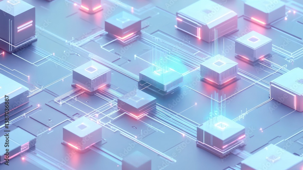 Abstract 3D circuit board network Abstract 3D circuit board network
