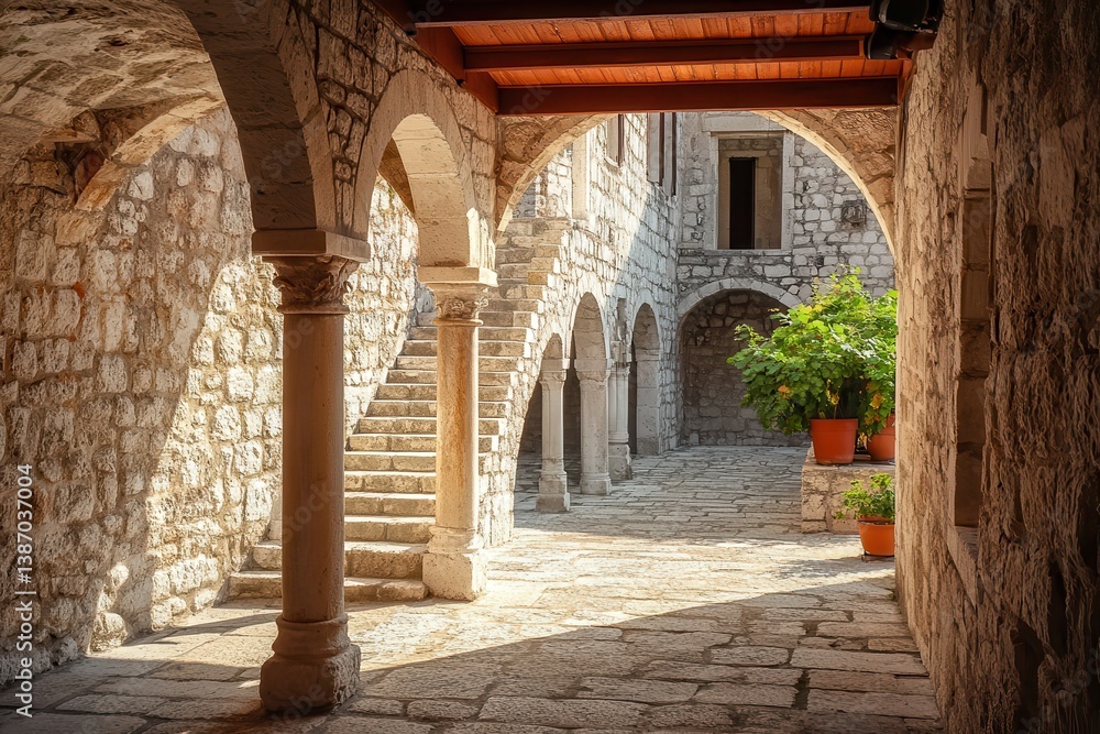 Obraz premium Historic Dominican Monastery in Bol, Brac: A Cultural Landmark by the Adriatic Sea