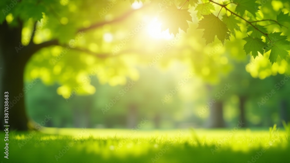 Sunlight Streaming Through Green Tree Canopy Sunlight Streaming Through Green Tree Canopy