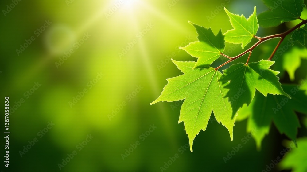 Bright Sunlight Shining Through Maple Leaves Bright Sunlight Shining Through Maple Leaves
