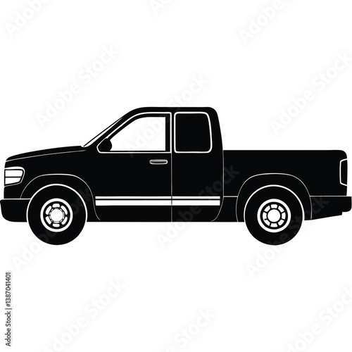 Side View Of A Rugged Pickup Truck Vector Illustration - Modern, Customizable, High-Quality Design