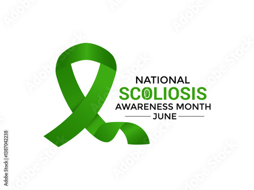 Scoliosis Awareness Month health awareness Realistic ribbon Banner and background design template. Observed yearly in June. EPS 10 Vector design.