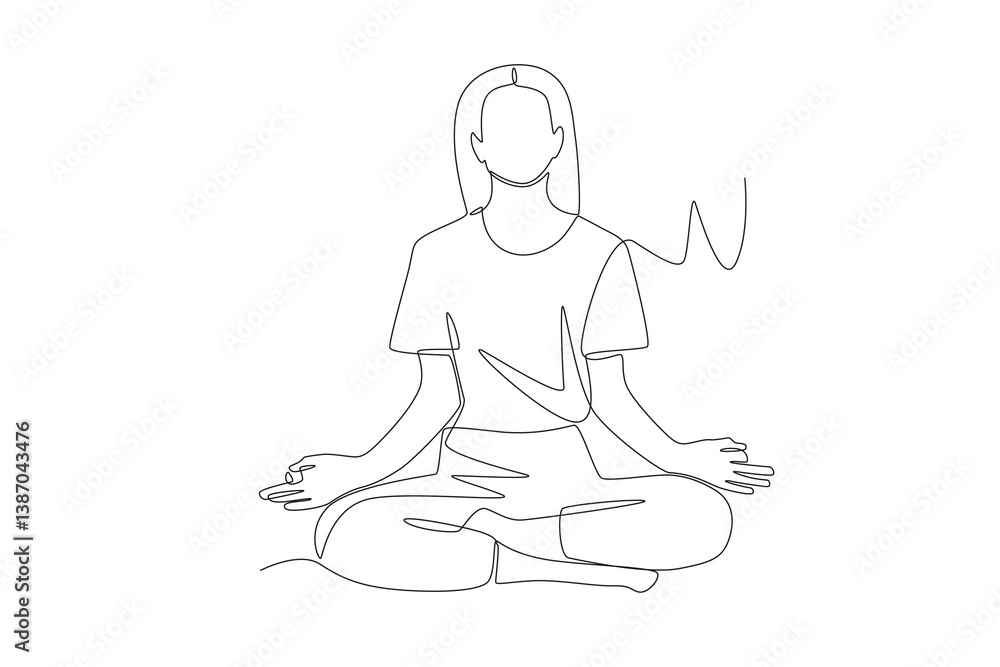 Woman meditating. Meditation concept one-line drawing Woman meditating. Meditation concept one-line drawing