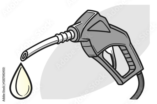 Fuel pump nozzle with a drop of oil