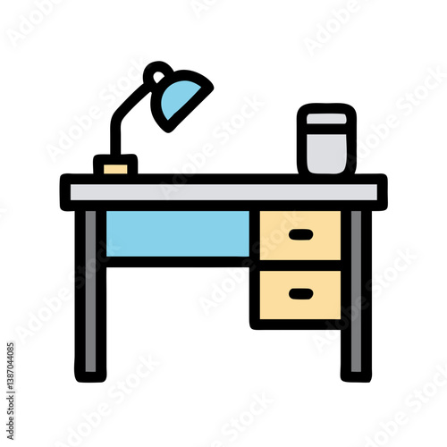 Desk with Lamp Icon Design
