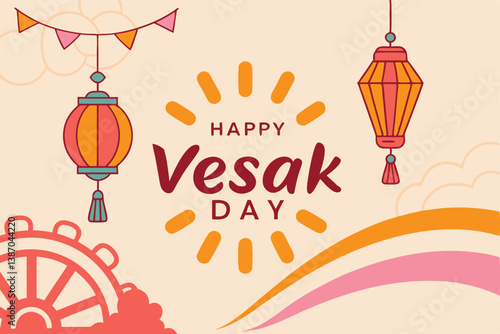 Happy vesak day celebration with lanterns