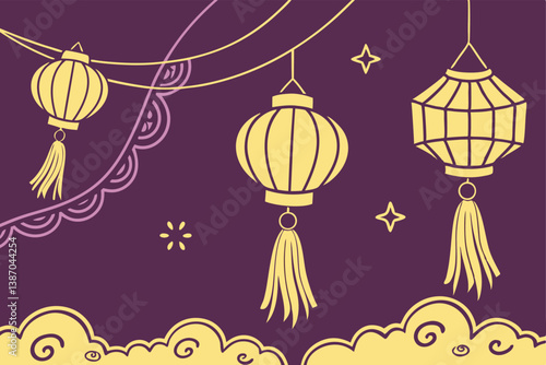 Happy vesak day celebration with lanterns