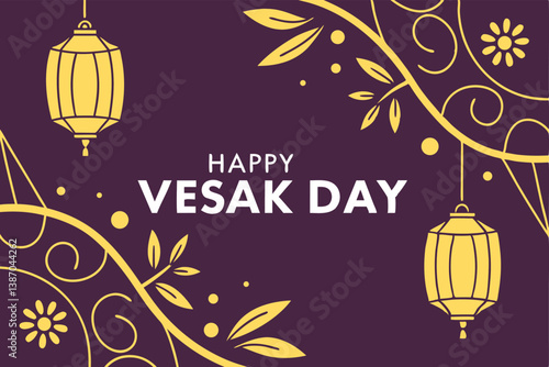 Happy vesak day celebration with lanterns