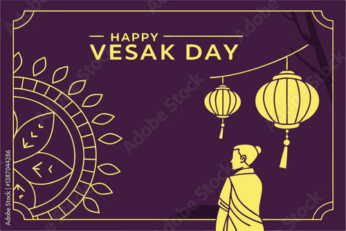 Happy vesak day celebration with lanterns
